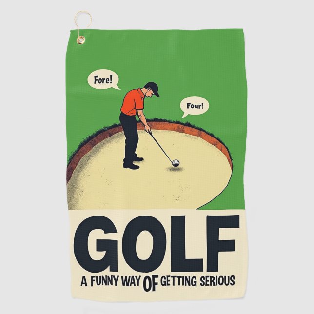 Golf: Ein lustiger Weg, ernsthaft zu werden Golfhandtuch (Vorderseite)
