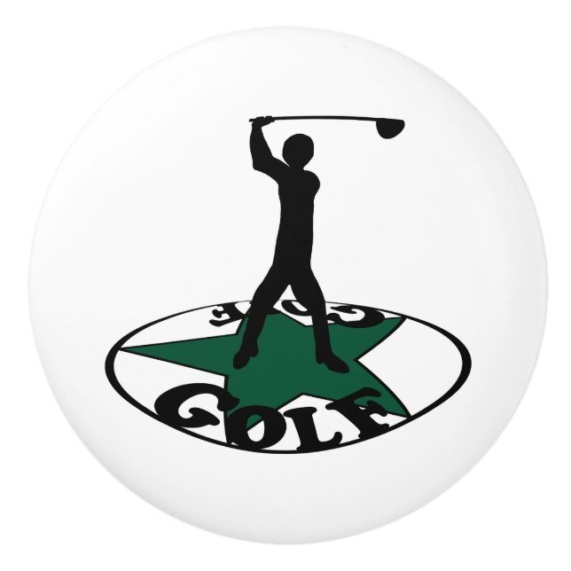 Golf - eine wunderbare Spielkarte Keramikknauf (Vorderseite)