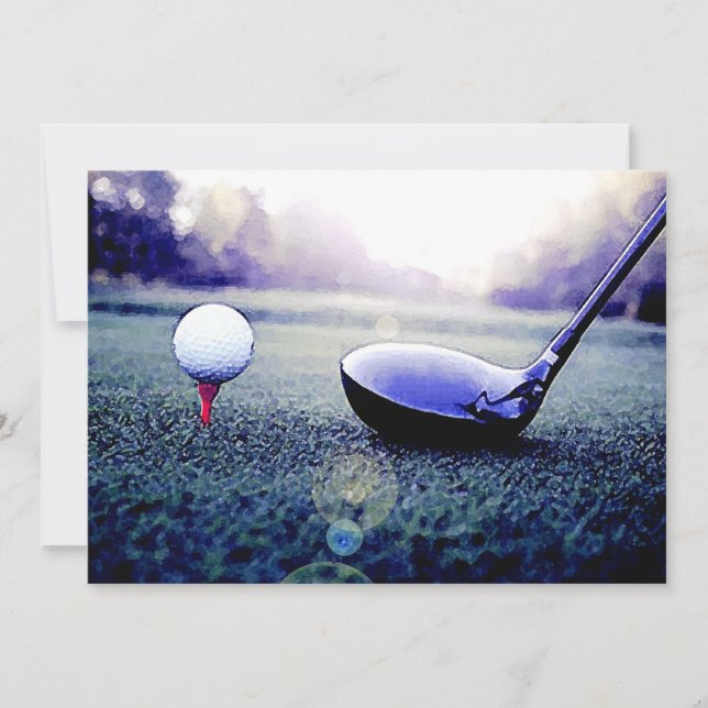 Golf Einladungen - Golf Ball & Bat Artwork (Vorderseite)