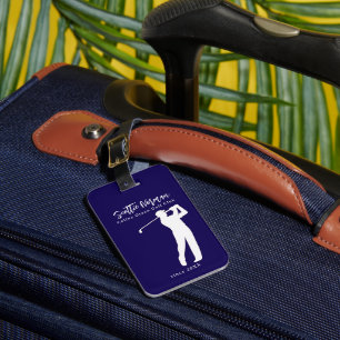 Golf Eleganter Golfer Blaues Gepäckanhänger