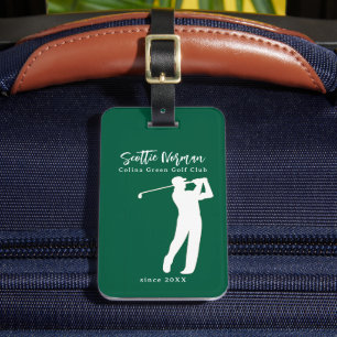 Golf Eleganter Golfer Grünes Gepäckanhänger