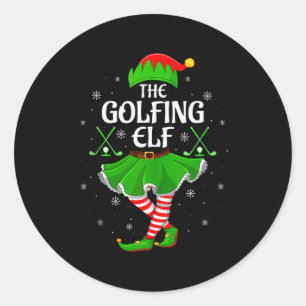 Golf-Elf-Weihnachten Mädchen Frauen Elf-Truppe Xma Runder Aufkleber