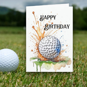 Golf-Enthusiasten Wasserfarben-Kunst Geburtstag Karte