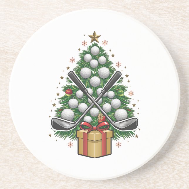 Golf Equipment Christmas Tree Christmas Golf Getränkeuntersetzer (Vorne)