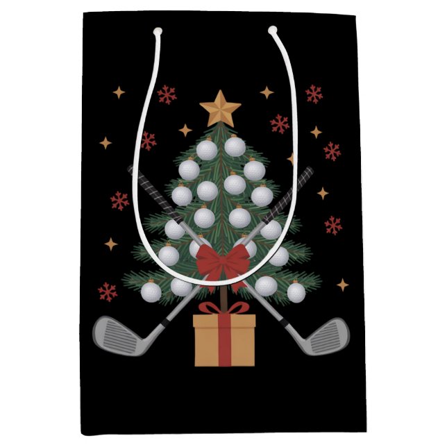Golf Equipment Christmas Tree Christmas Golf Mittlere Geschenktüte (Vorderseite)