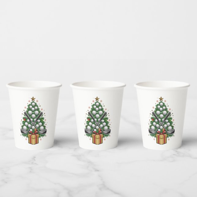 Golf Equipment Christmas Tree Christmas Golf Pappbecher (Multi)
