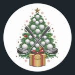 Golf Equipment Christmas Tree Christmas Golf Runder Aufkleber<br><div class="desc">Golf Equipment Christmas Tree Christmas Golf</div>