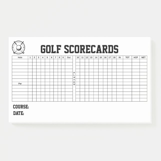 Golf-Ergebniskarten Post-it Klebezettel (Vorderseite)