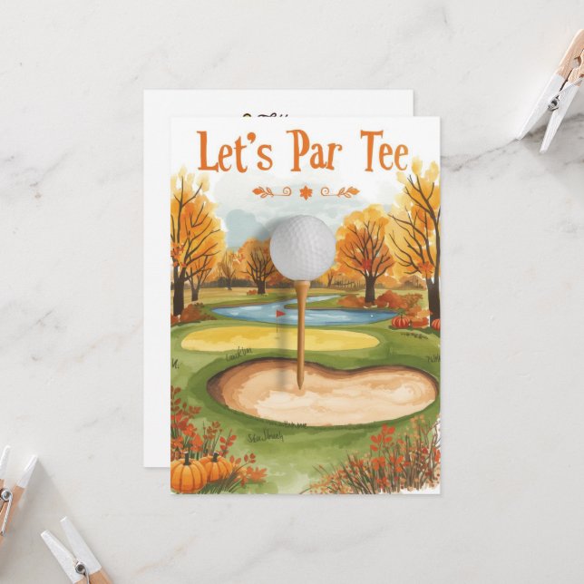 Golf Erntedank Party Herbstgolfplatz Einladung (Vorderseite/Rückseite Beispiel)