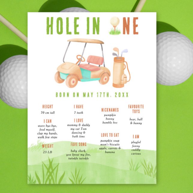 Golf Erster Geburtstag Meilenstein Geburtstag Poster (Von Creator hochgeladen)