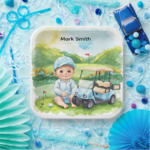 Golf Es ist ein Junge Baby Shower Papierplatten Pappteller