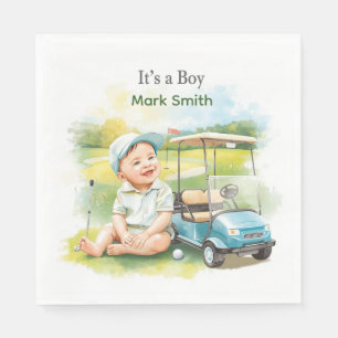 Golf Es ist ein Junge zur Babyparty Serviette