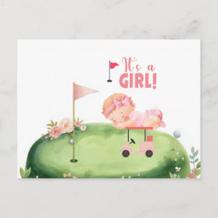 Golf Es ist GIRL Golferbaby auf Golfwagen Postkar Postkarte