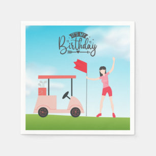 Golf Es ist meine Geburtstagsfrau Golf auf Grün Serviette