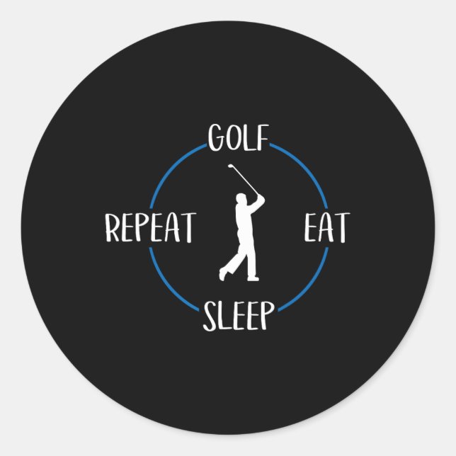 Golf essen Sleep Wiederholung Geschenk für Golfer  Runder Aufkleber (Vorderseite)
