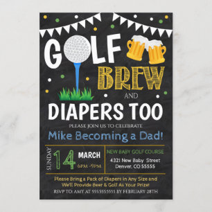 Golf et Baby shower de bière Invitation
