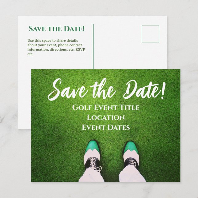 Golf-Event "Save the Date" Einladung Postkarte (Vorne/Hinten)