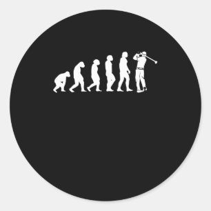 Golf Evolution Human Ape Golfer Runder Aufkleber