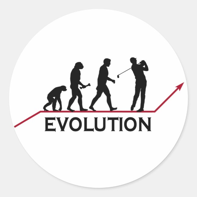 Golf-Evolution Runder Aufkleber (Vorderseite)