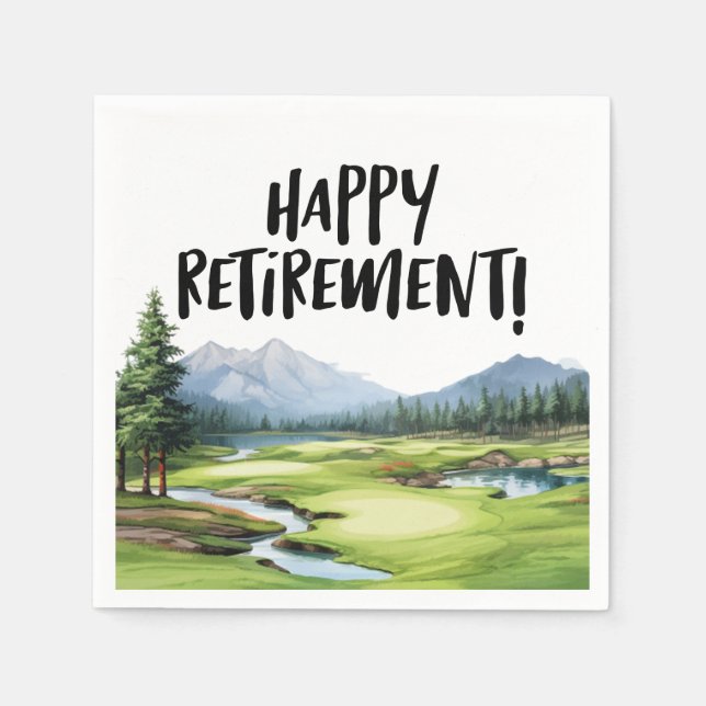 Golf Fairway Abschied: Ruhestand auf dem Grünen Serviette (Vorderseite)