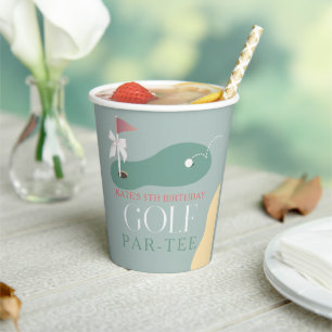 Golf Fairway Rosa Flagge Schleife Mädchen-Geburtst Pappbecher
