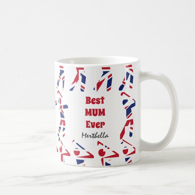 GOLF FAN Best MUM je Personalisierter Union Jack Kaffeetasse (Rechts)