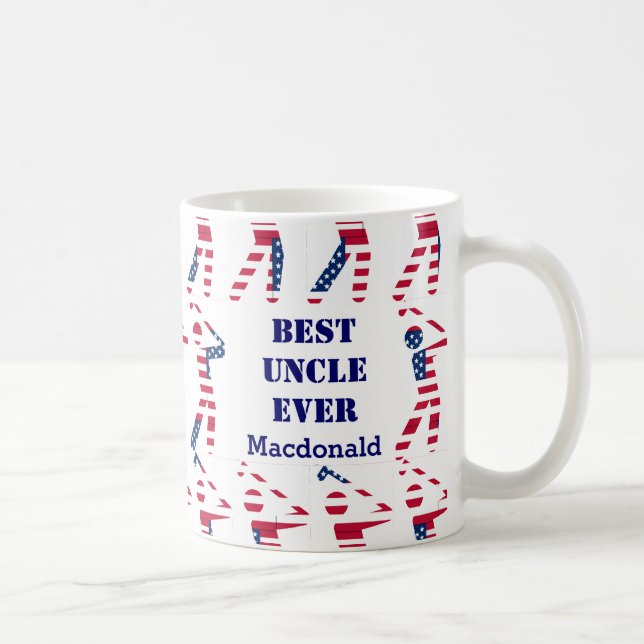 GOLF FAN Best Oncle Ever Personalisiert USA Flag Kaffeetasse (Rechts)