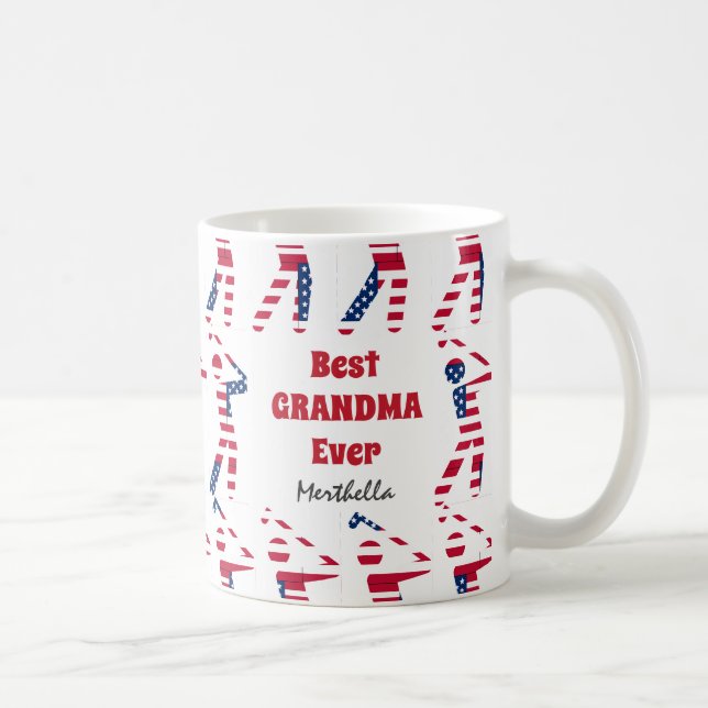 GOLF FAN Beste GRANDMA je Personalisierte US-Flagg Kaffeetasse (Rechts)
