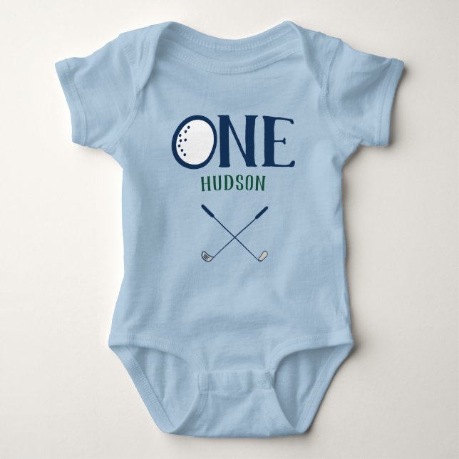 Golf First Birthday Custom Bodysuit Baby Strampler (Vorderseite)