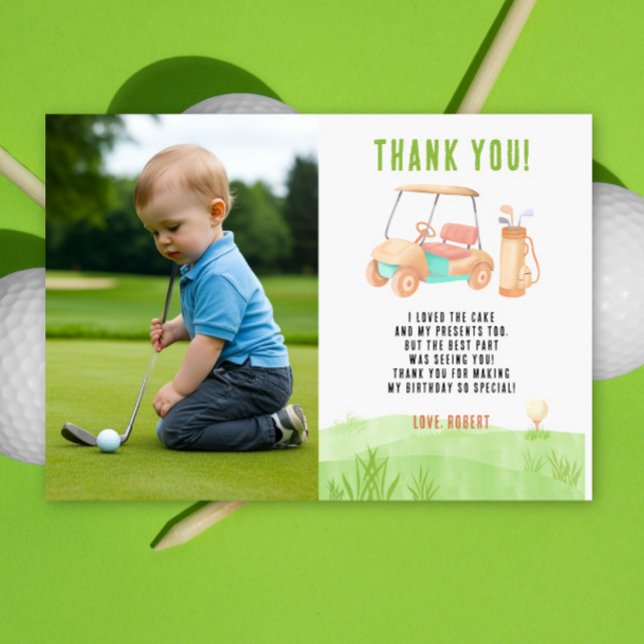 Golf First Year Birthday Thank you Dankeskarte (Von Creator hochgeladen)