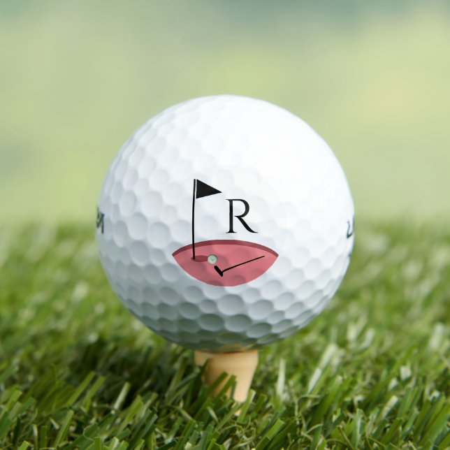 Golf Flag und Club Monogram Golf Balls Golfball (Insitu T-Shirt)