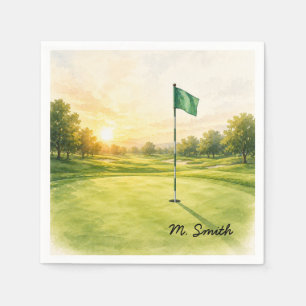Golf Flagge ist auf dem Putting Green mit Ihrem Na Serviette