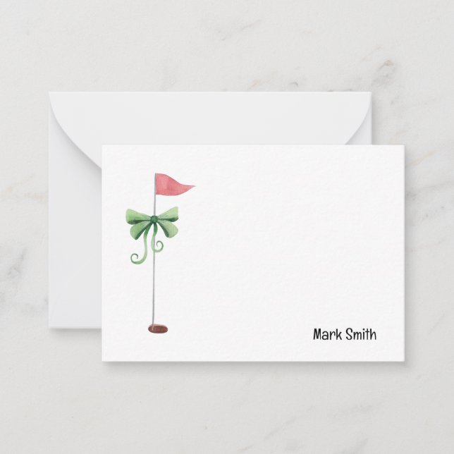 Golf-Flagge mit rotem Band mit Namen Mitteilungskarte (Vorderseite)