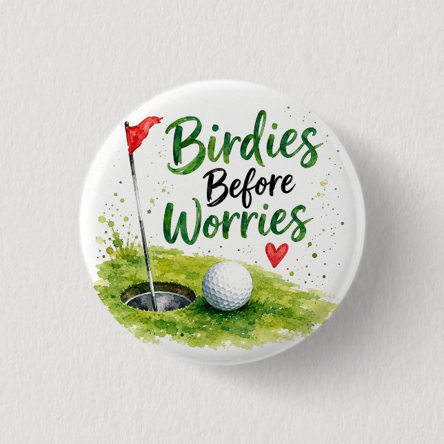 Golf-Flagge und Ball auf dem Golfplatz  Button (Vorderseite)