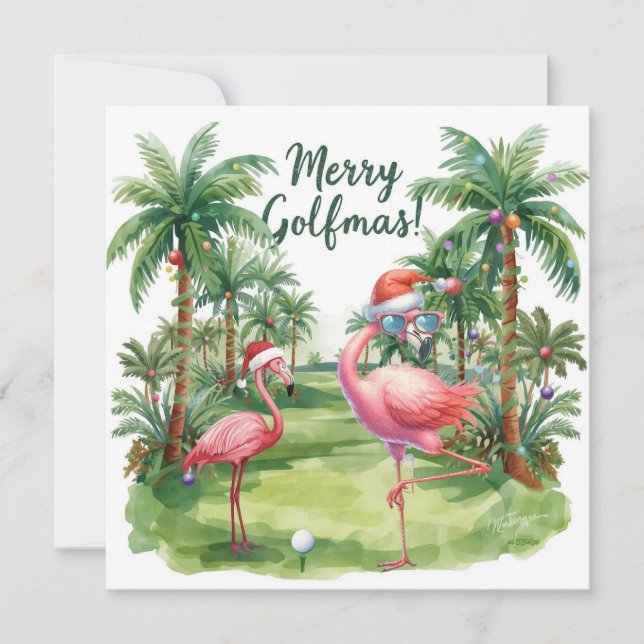 Golf Florida Frohe Weihnachten mit Santa Flamingo (Vorderseite)