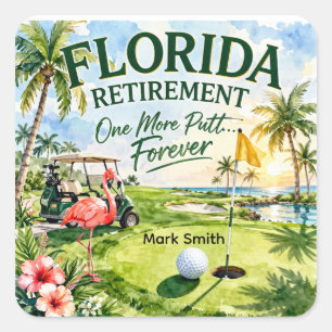 Golf Florida mit Flamingo-Motiv Quadratischer Aufkleber