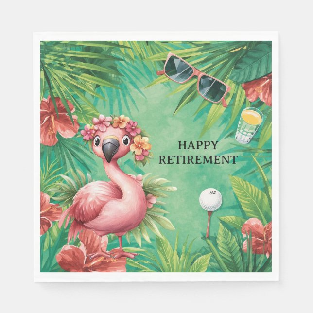 Golf Florida Thema mit Flamingo auf Grün Serviette (Vorderseite)