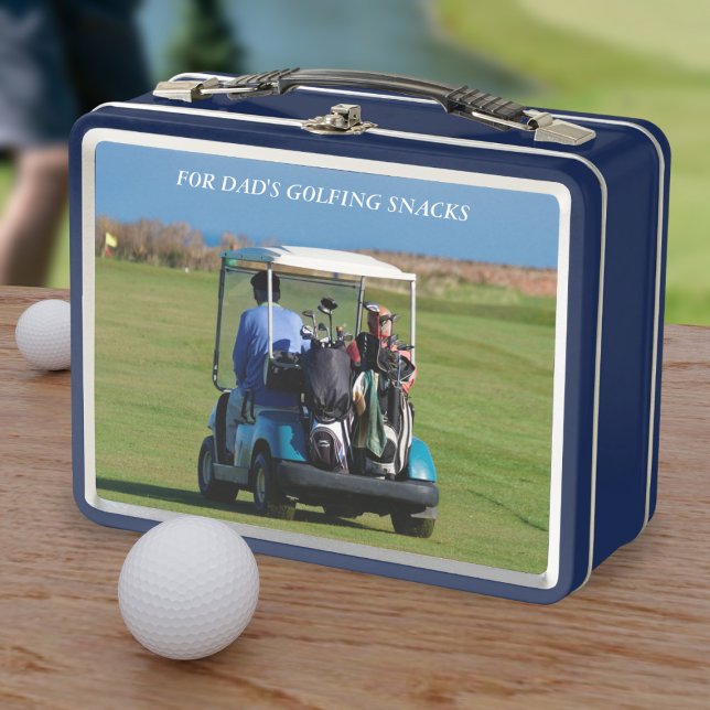 Golf Foto Caddy Snacks Golfer's Metal Lunch Box (Dad will need snacks on the golf course. ⛳ Just add his name! )
