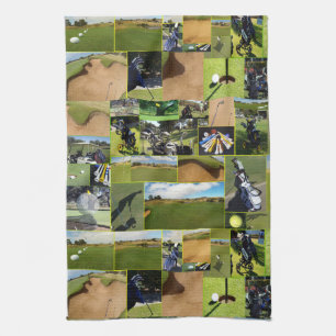 Golf Foto Collage, Geschirrtuch