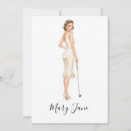 Golf Frau Golferin auf dem Golfplatz Braut  Einladung