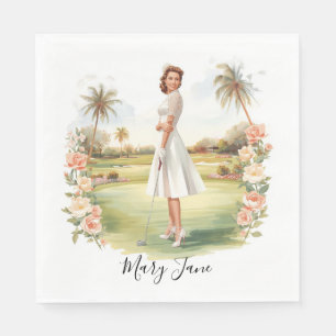 Golf Frau Golferin auf dem Golfplatz Brautkleid Serviette