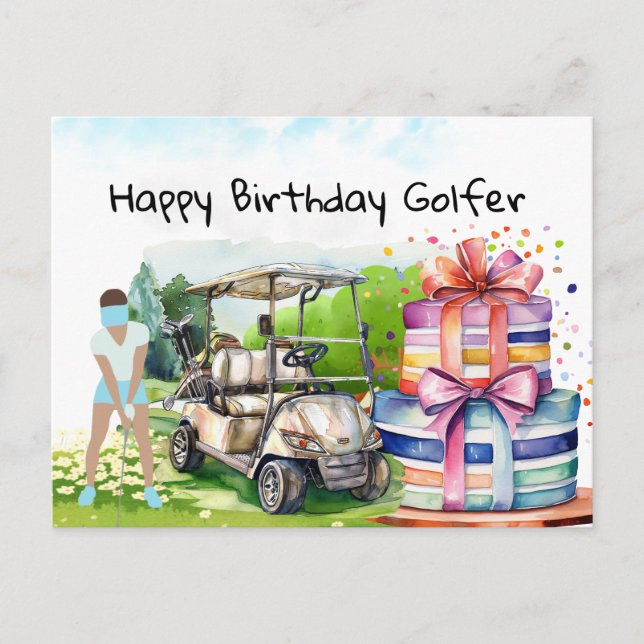 Golf-Frau spielt Golf Birthday Golfer Card Postkarte (Vorderseite)