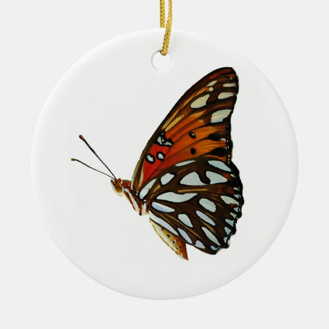 Golf Fritillary-Schmetterlingsverzierung Keramikornament (Vorne)
