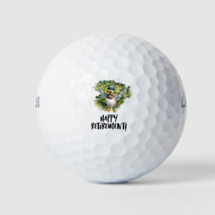 Golf Frohe Rente mit fliegender Ente auf dem Platz Golfball