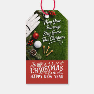 Golf Frohe Weihnachten Golfball auf grünem Gras Geschenkanhänger