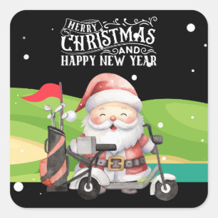 Golf Frohe Weihnachten mit dem Santa Rite Golfwage Quadratischer Aufkleber