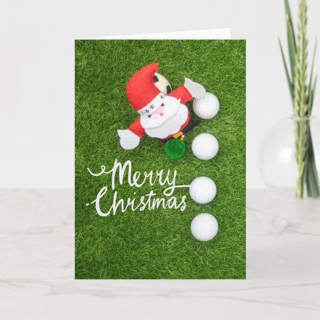 Golf Frohe Weihnachten mit dem Weihnachtsmann auf  Karte (Vorderseite)