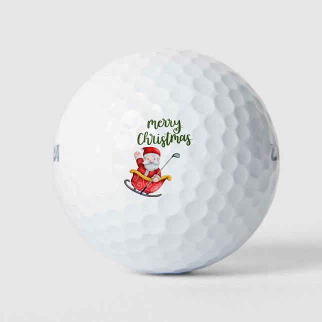Golf Frohe Weihnachten mit dem Weihnachtsmann Golf Golfball (Vorderseite)
