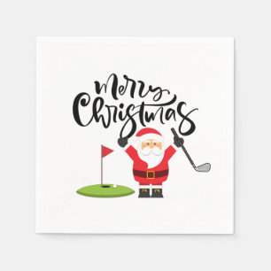 Golf Frohe Weihnachten mit dem Weihnachtsmann Golf Serviette