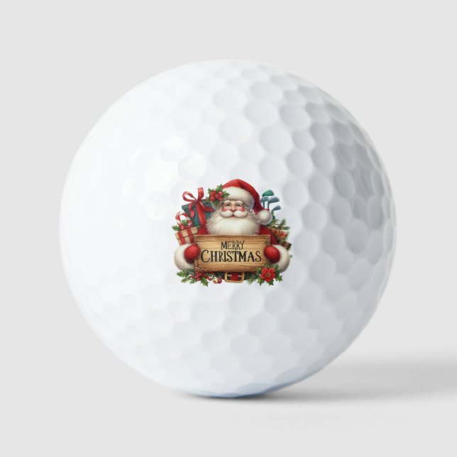 Golf Frohe Weihnachten mit dem Weihnachtsmann Golfball (Vorderseite)
